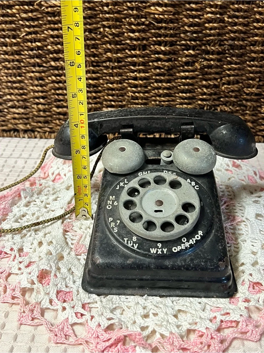 Vintage 1940s Steel Stamping Co. Black Metal Toy Rotary Telephone – Rare